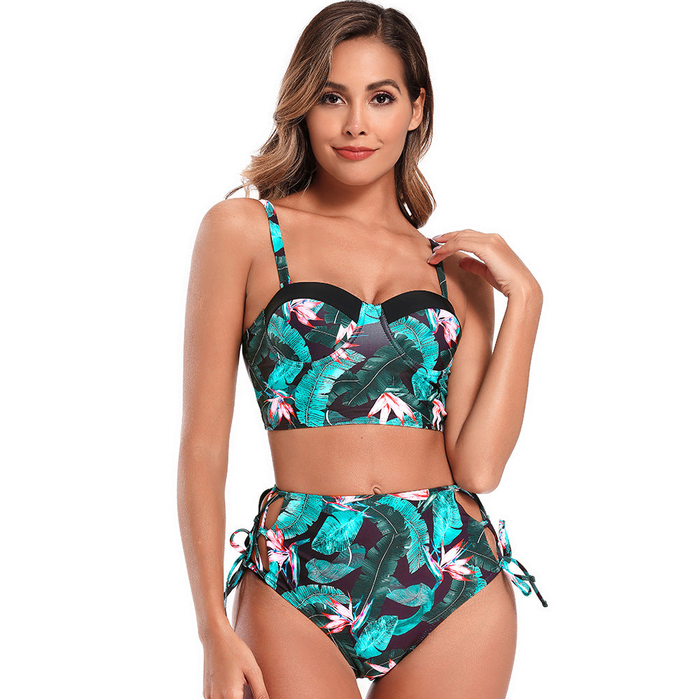 Wholesale High Waist Printed Nylon Swimwear
